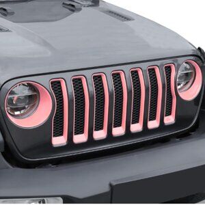 Front Grille Inserts Headlight Trim Covers Jeep Wrangler Pink 2018 2019 - 2023